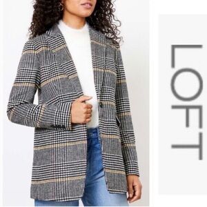 Loft Wool-Blend Plaid Blazer